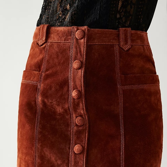 NWT Free People Blank NYC Sun Valley Skirt rust Sedona red - Picture 6 of 11